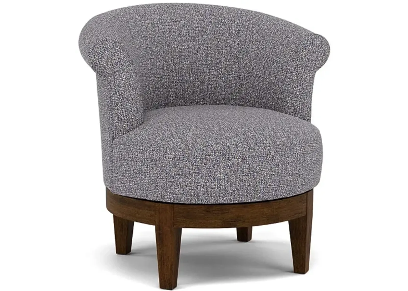 Attica Swivel Chair in 23572 Indigo with Dark Walnut legs