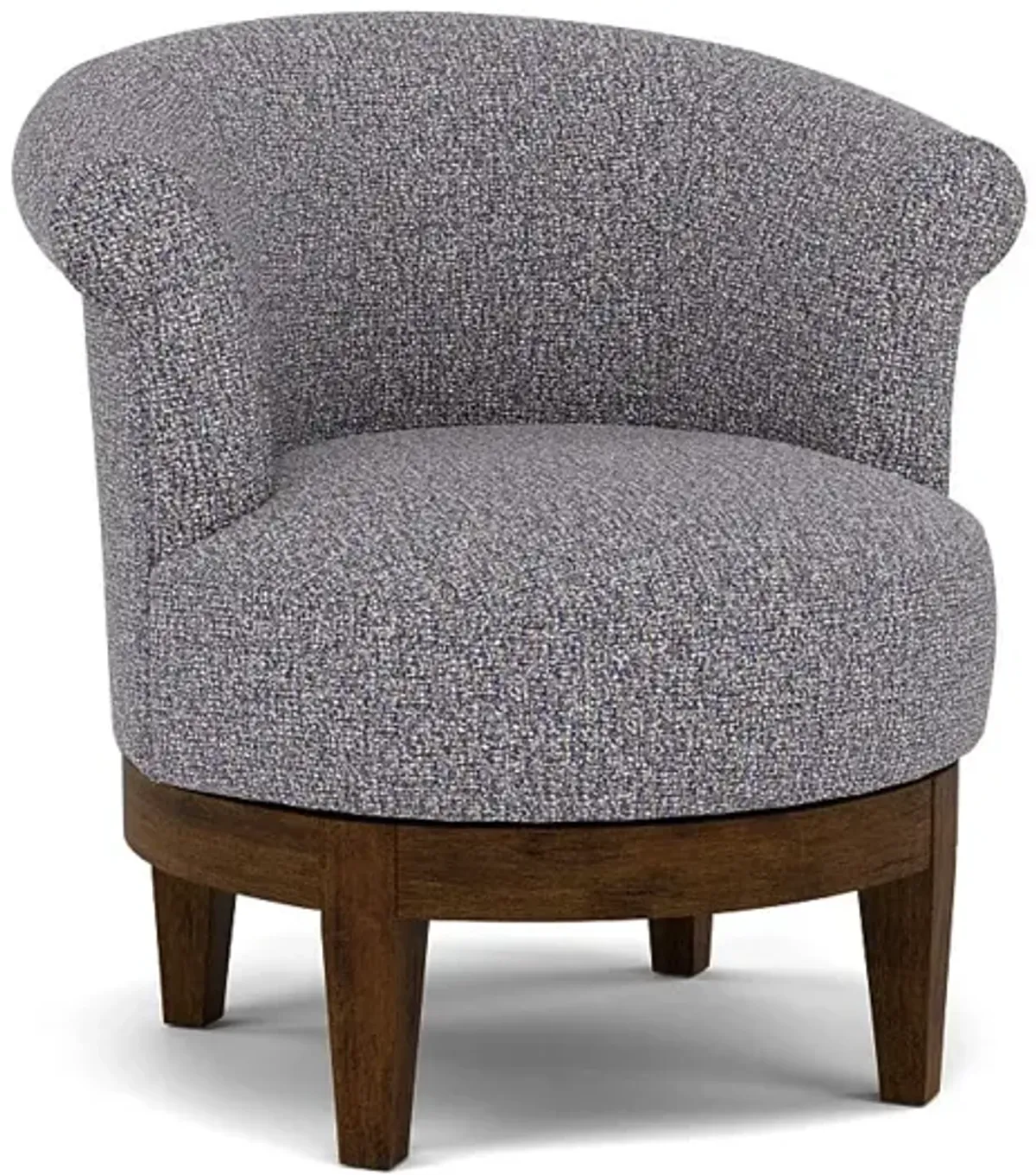 Attica Swivel Chair in 23572 Indigo with Dark Walnut legs