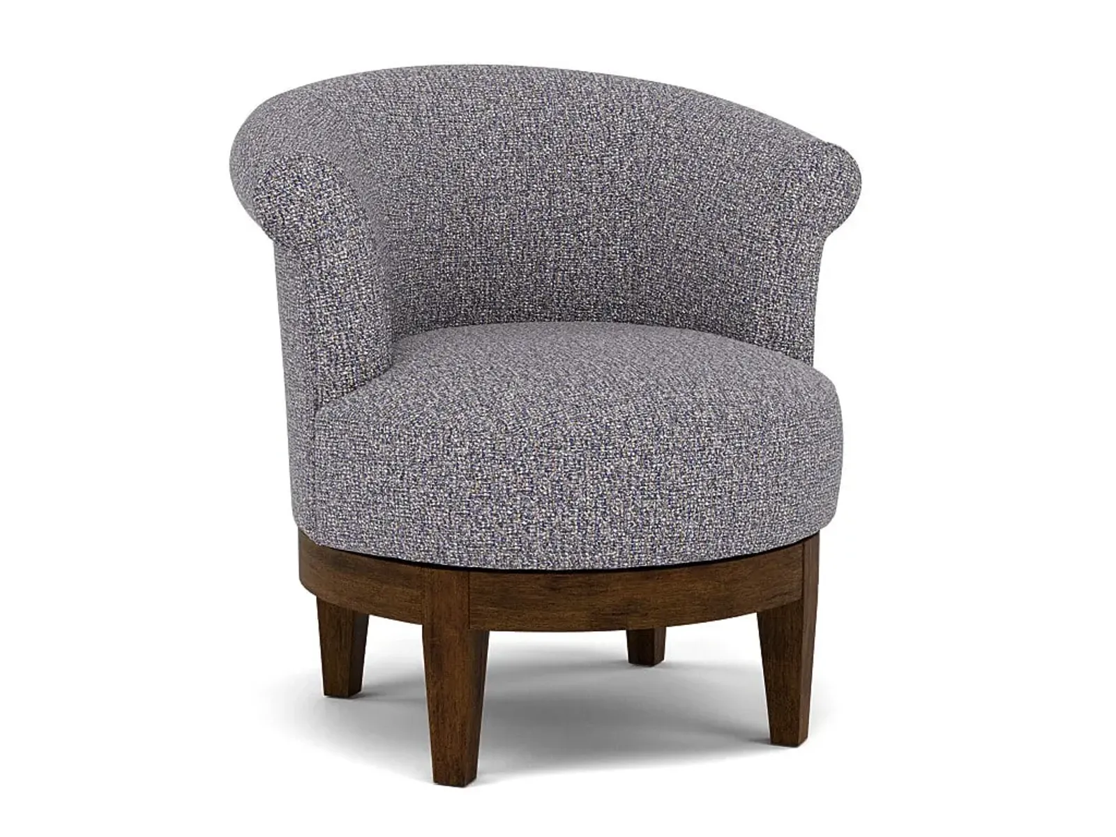 Attica Swivel Chair in 23572 Indigo with Dark Walnut legs