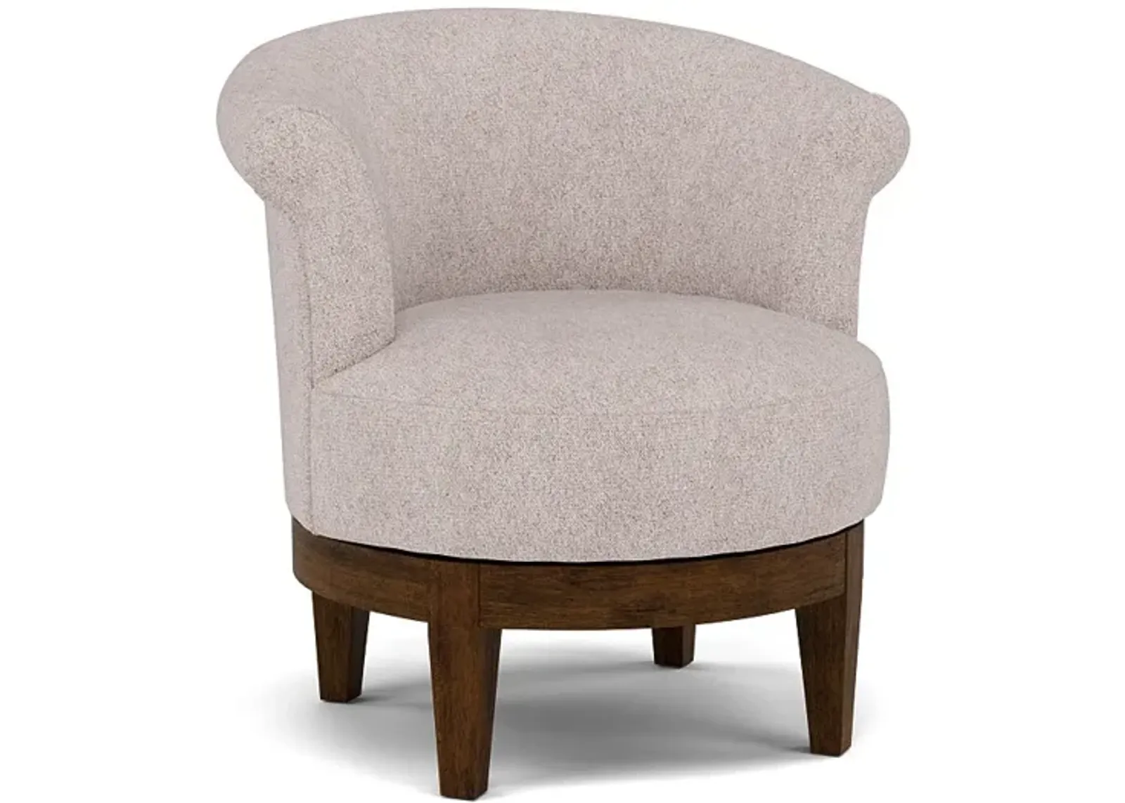 Attica Swivel Chair in 20869 Beige with Dark Walnut legs