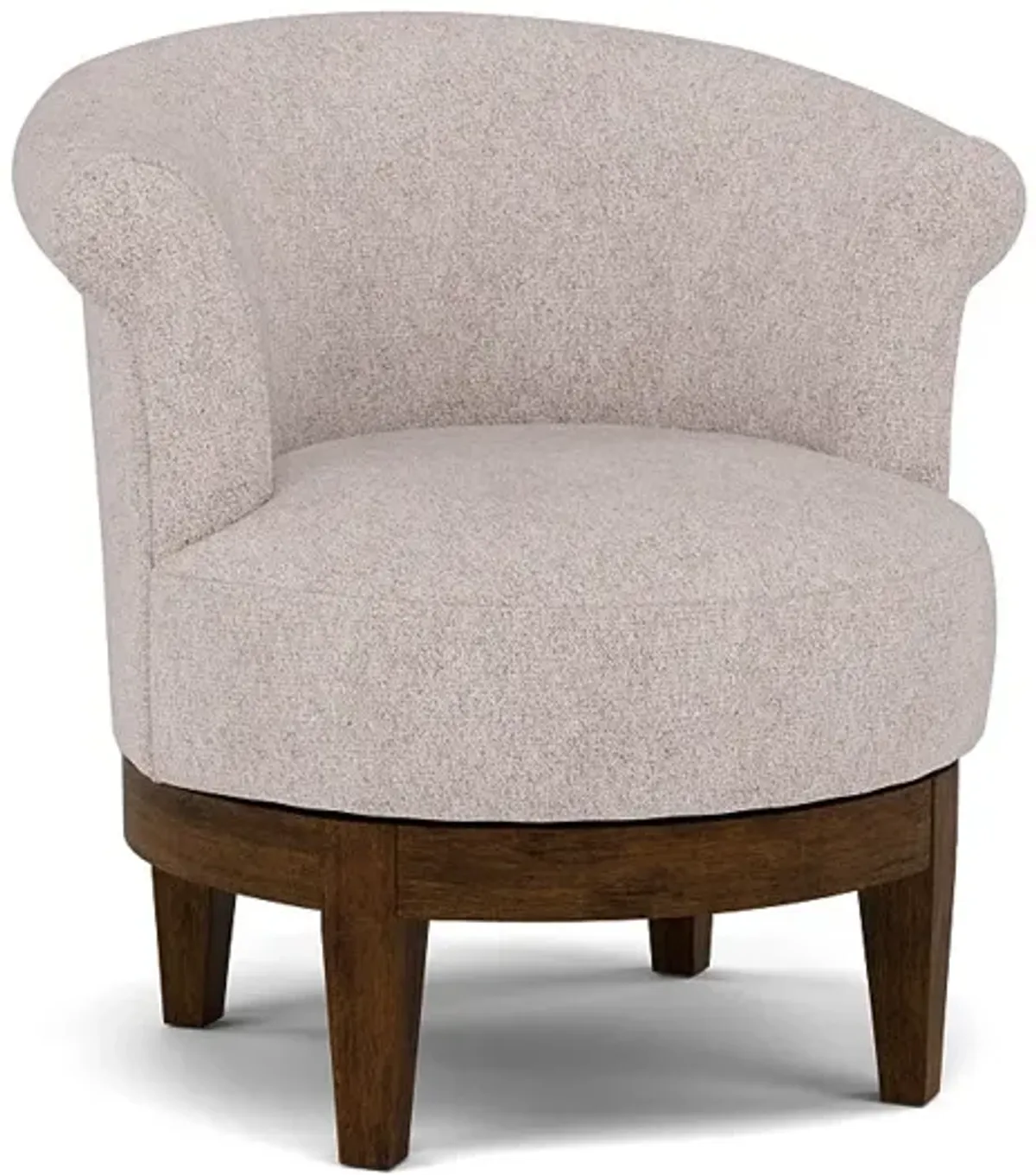 Attica Swivel Chair in 20869 Beige with Dark Walnut legs