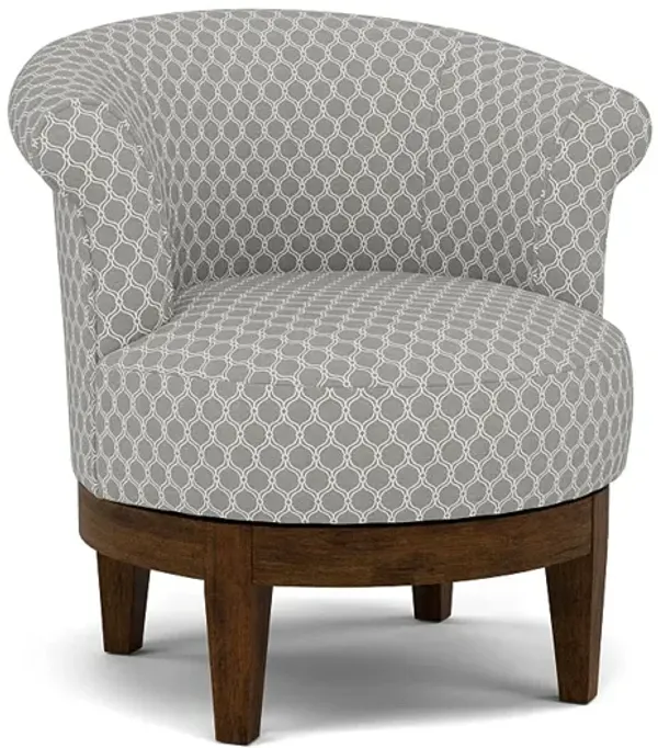 Attica Swivel Chair in 28423 Dove with Dark Walnut legs