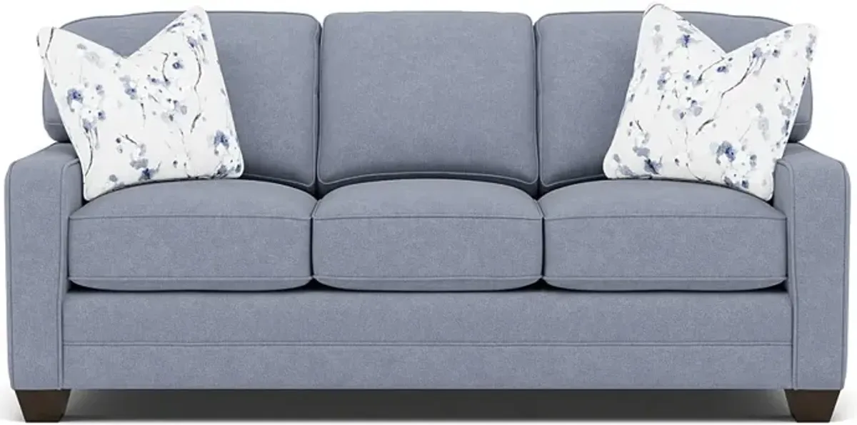 Bentley Track Arm Sofa in Uprise Indigo with Owensboro River pillows