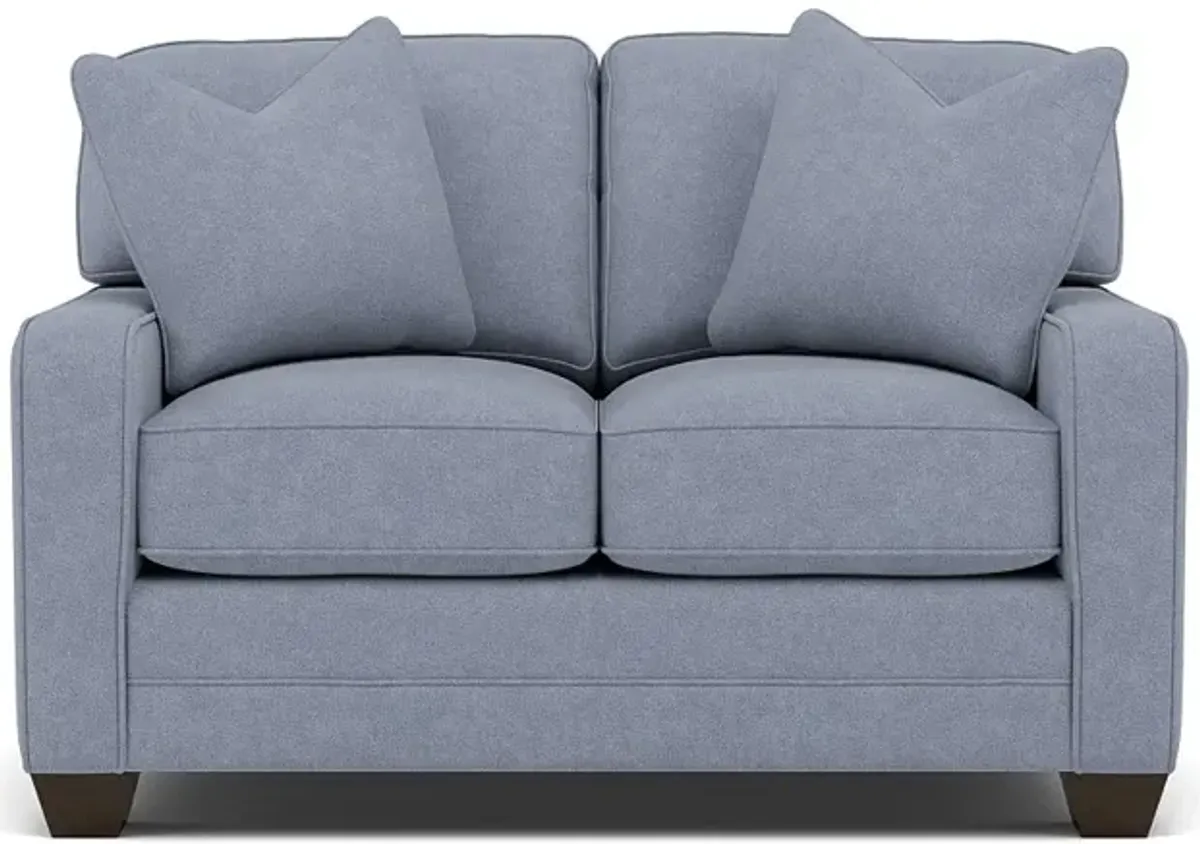 Bentley Track Arm Loveseat in Uprise Indigo with Uprise Indigo Pillows