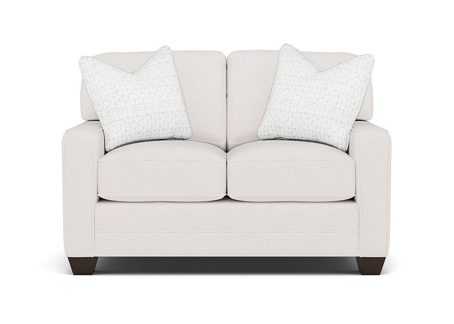 Bentley Track Arm Loveseat in Uprise Oyster with Fandom Luna Pillows