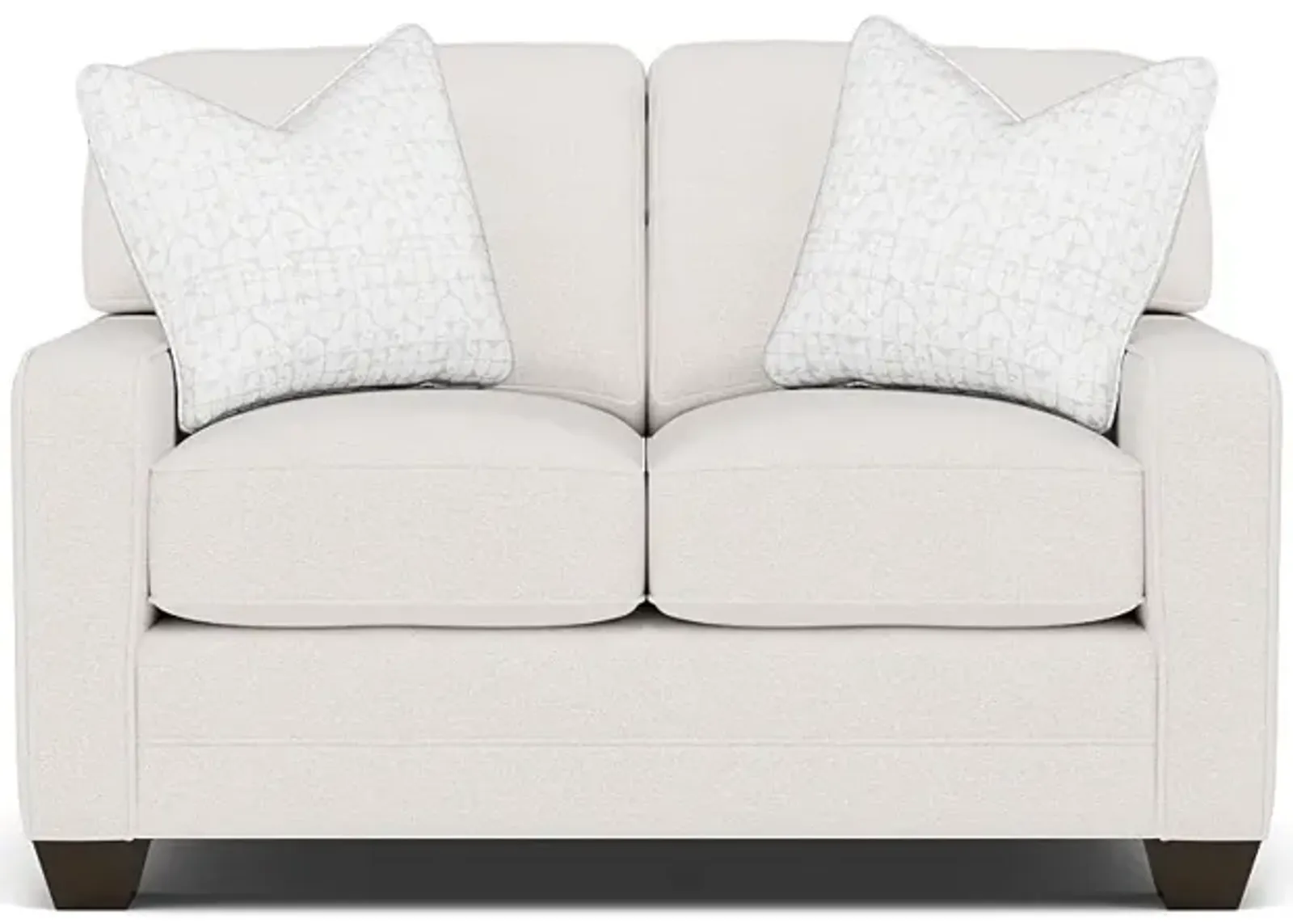 Bentley Track Arm Loveseat in Uprise Oyster with Fandom Luna Pillows