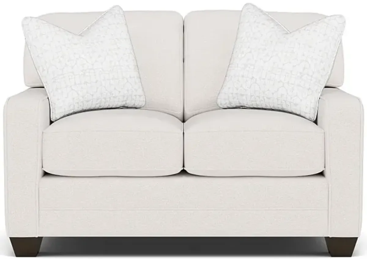 Bentley Track Arm Loveseat in Uprise Oyster with Fandom Luna Pillows