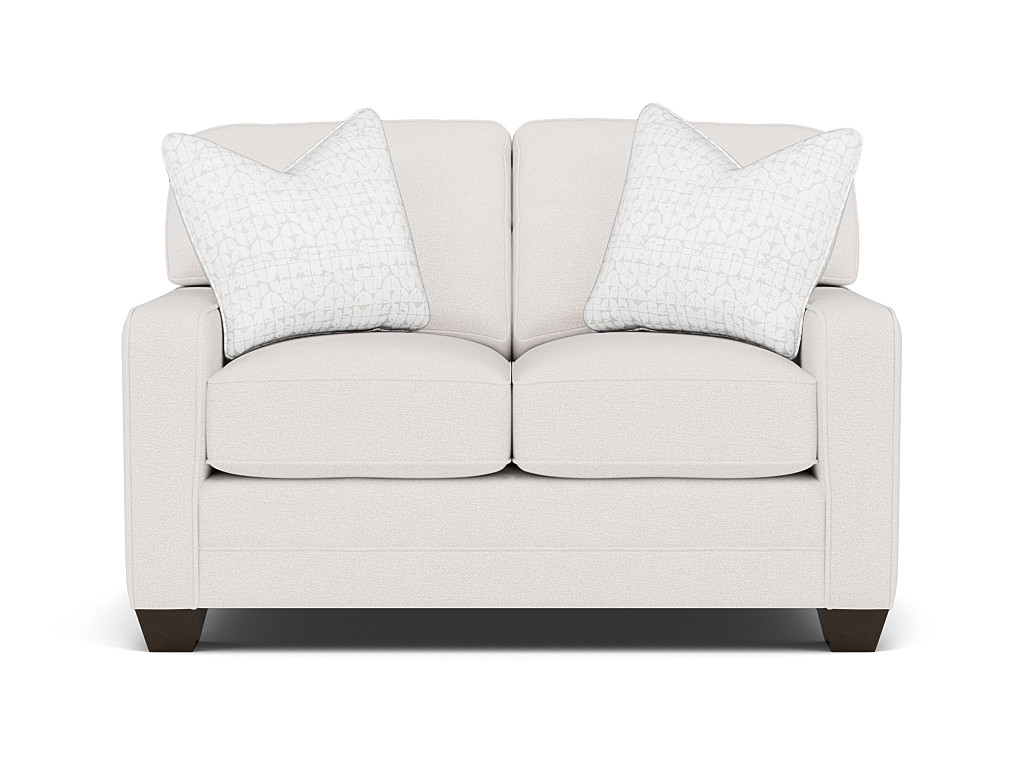 Bentley Track Arm Loveseat in Uprise Oyster with Fandom Luna Pillows