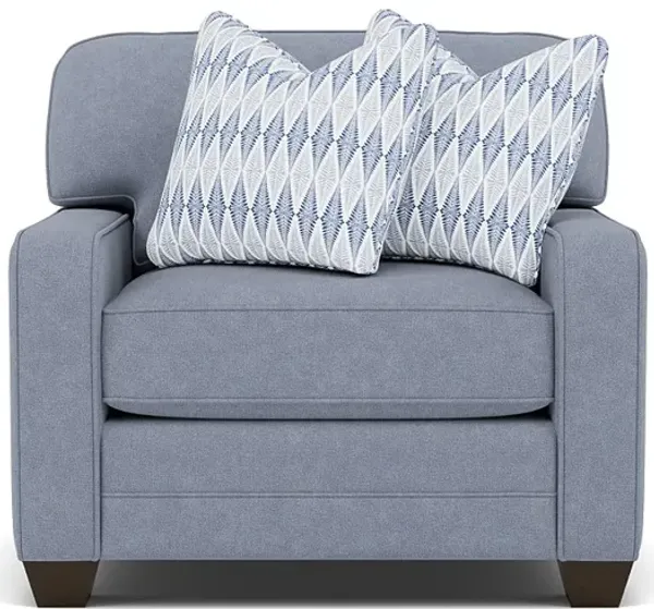 Bentley Track Arm Wide Chair in Uprise Indigowith Rimini Indigo Pillows