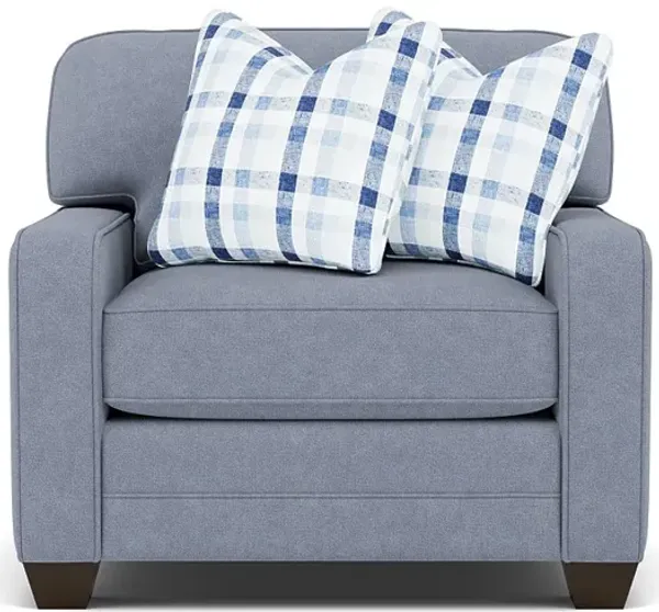 Bentley Track Arm Wide Chair in Uprise Indigowith Jazz Twilight Pillows