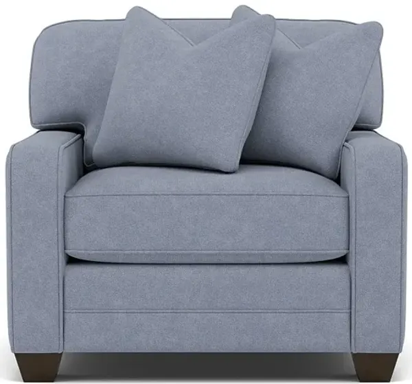 Bentley Track Arm Wide Chair in Uprise Indigowith Uprise Indigo Pillows