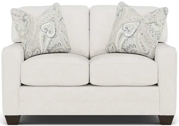 Bentley Track Arm Loveseat in Uprise Oyster with Tintagel Quartz Pillows