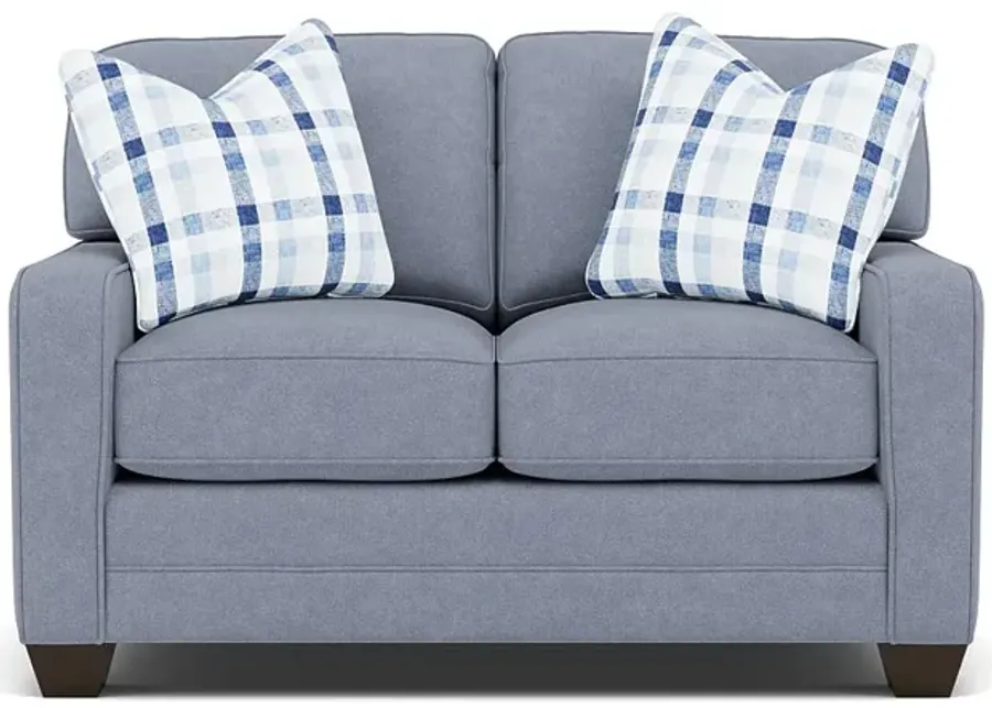 Bentley Track Arm Loveseat in Uprise Indigo with Jazz Twilight Pillows