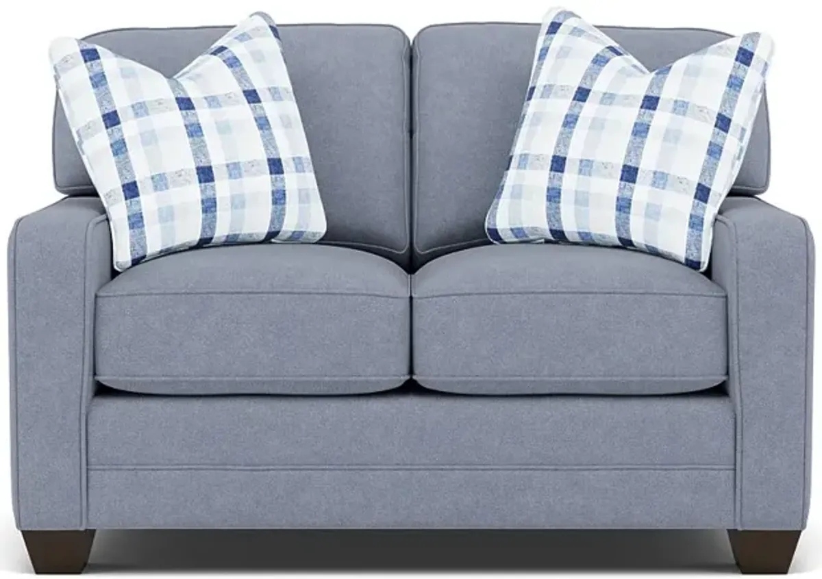 Bentley Track Arm Loveseat in Uprise Indigo with Jazz Twilight Pillows