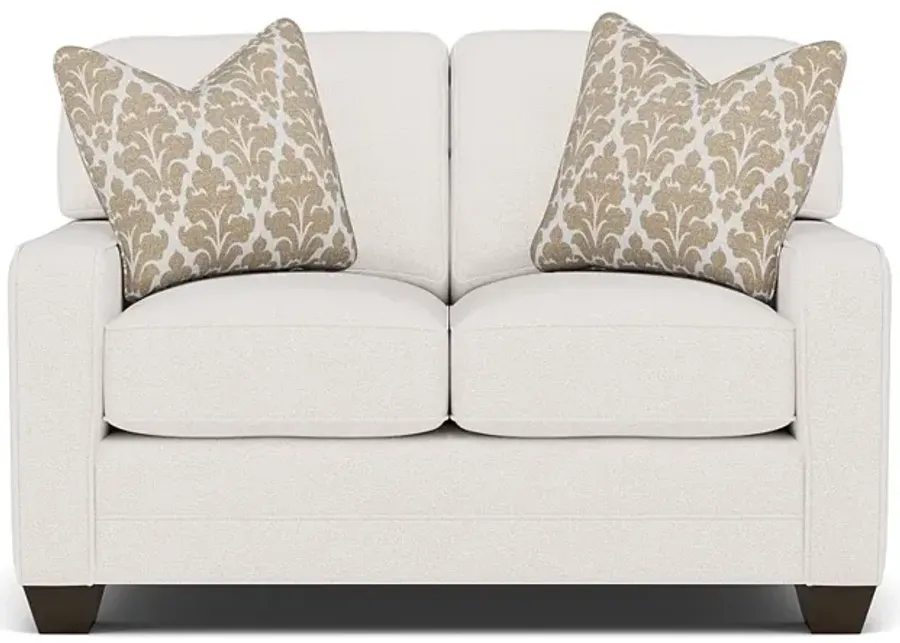 Bentley Track Arm Loveseat in Uprise Oyster with Cheech Latte Pillows