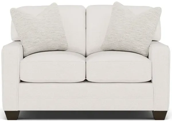 Bentley Track Arm Loveseat in Uprise Oyster with Aerosmith Pearl Pillows
