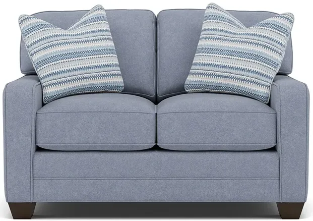 Bentley Track Arm Loveseat in Uprise Indigo with Ziba Ink Pillows