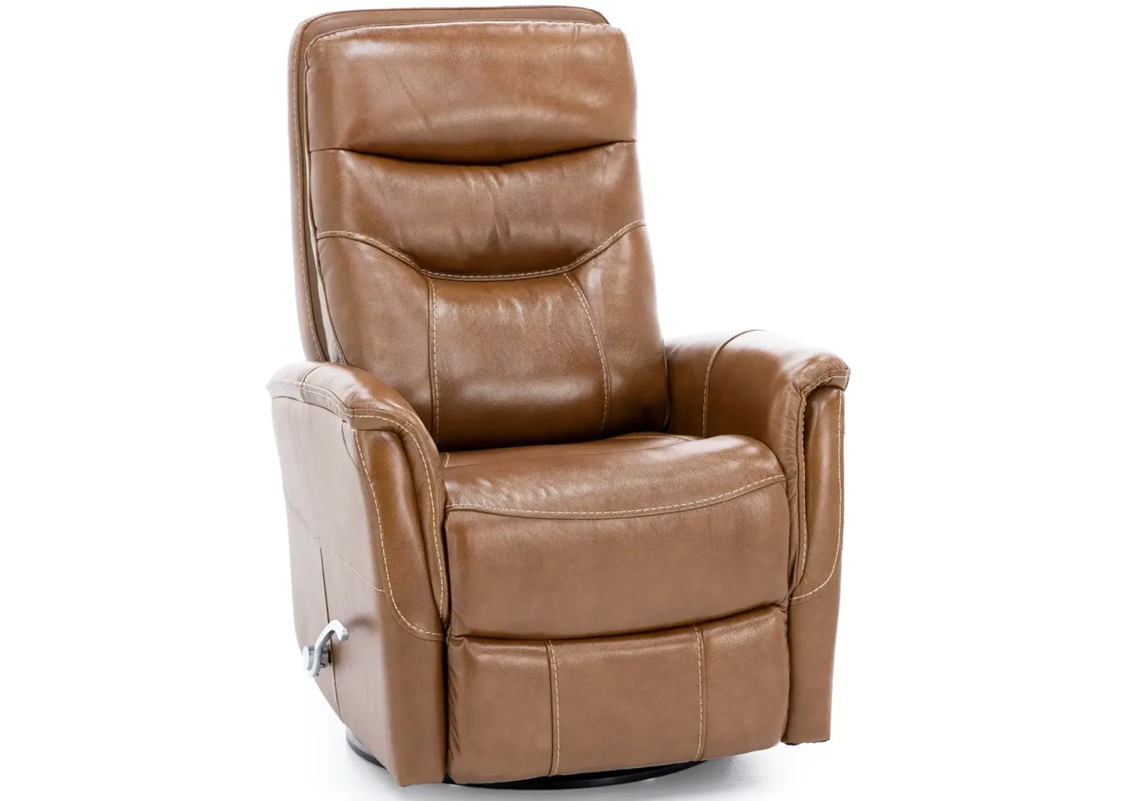 Brennan Leather Swivel Recliner With Manual Adjustable Headrest in Buckskin