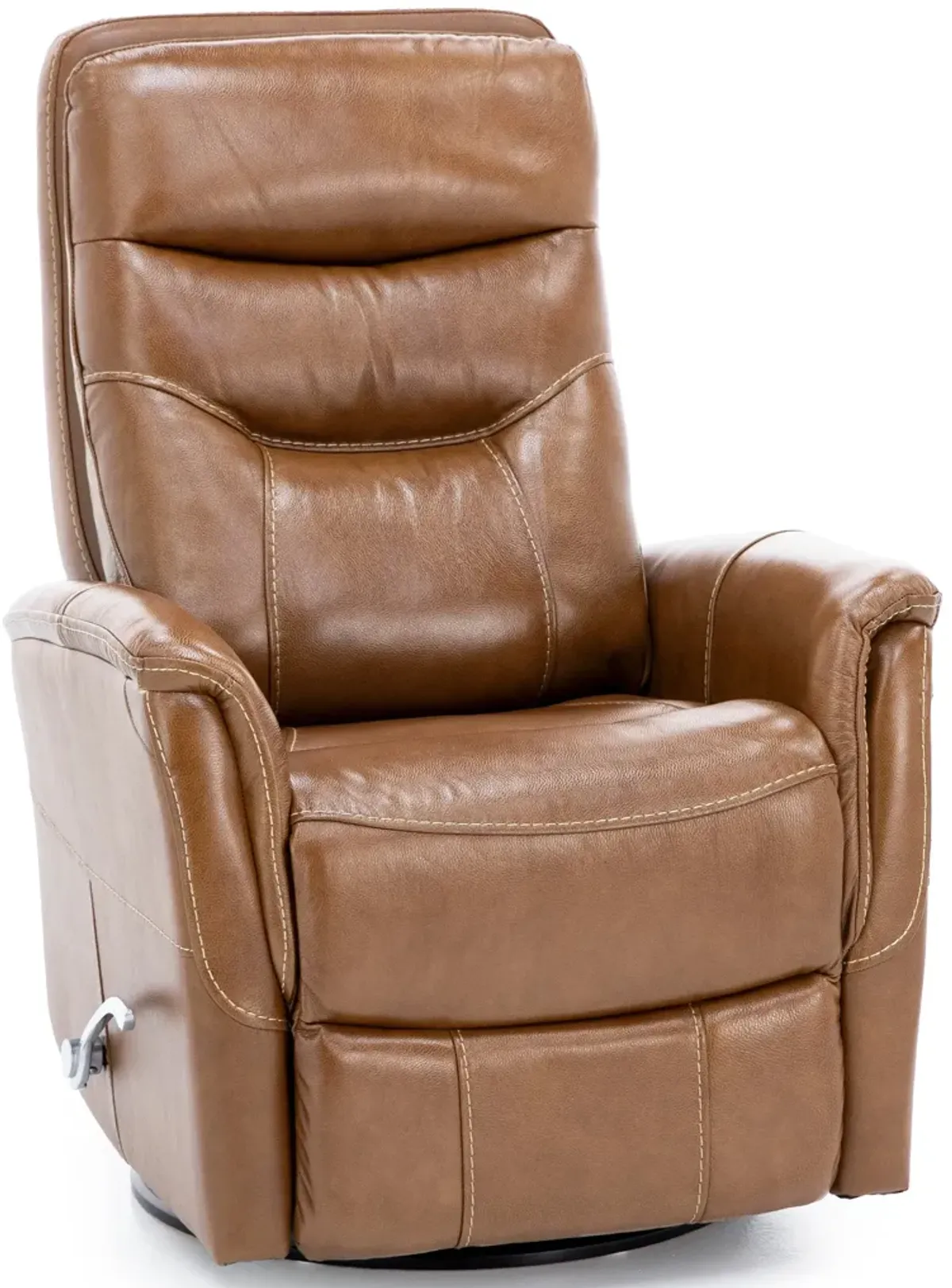 Brennan Leather Swivel Recliner With Manual Adjustable Headrest in Buckskin