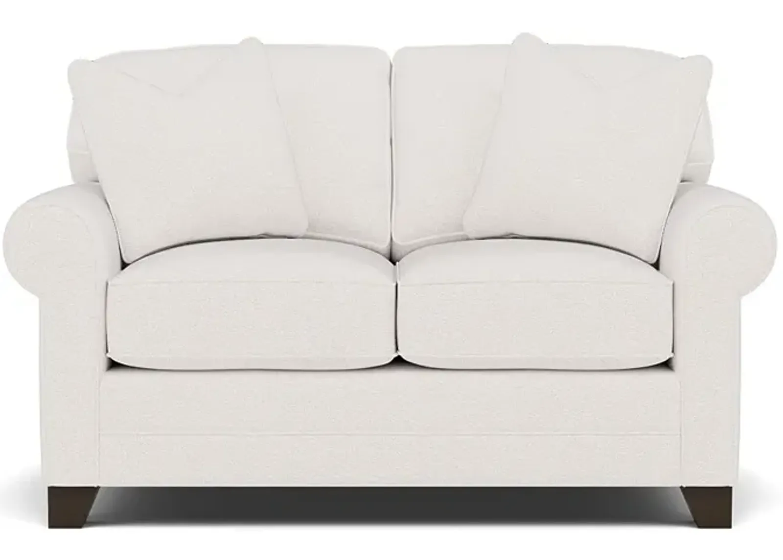 Bentley Sock Arm Loveseat in Uprise Oyster with Uprise Oyster Pillows