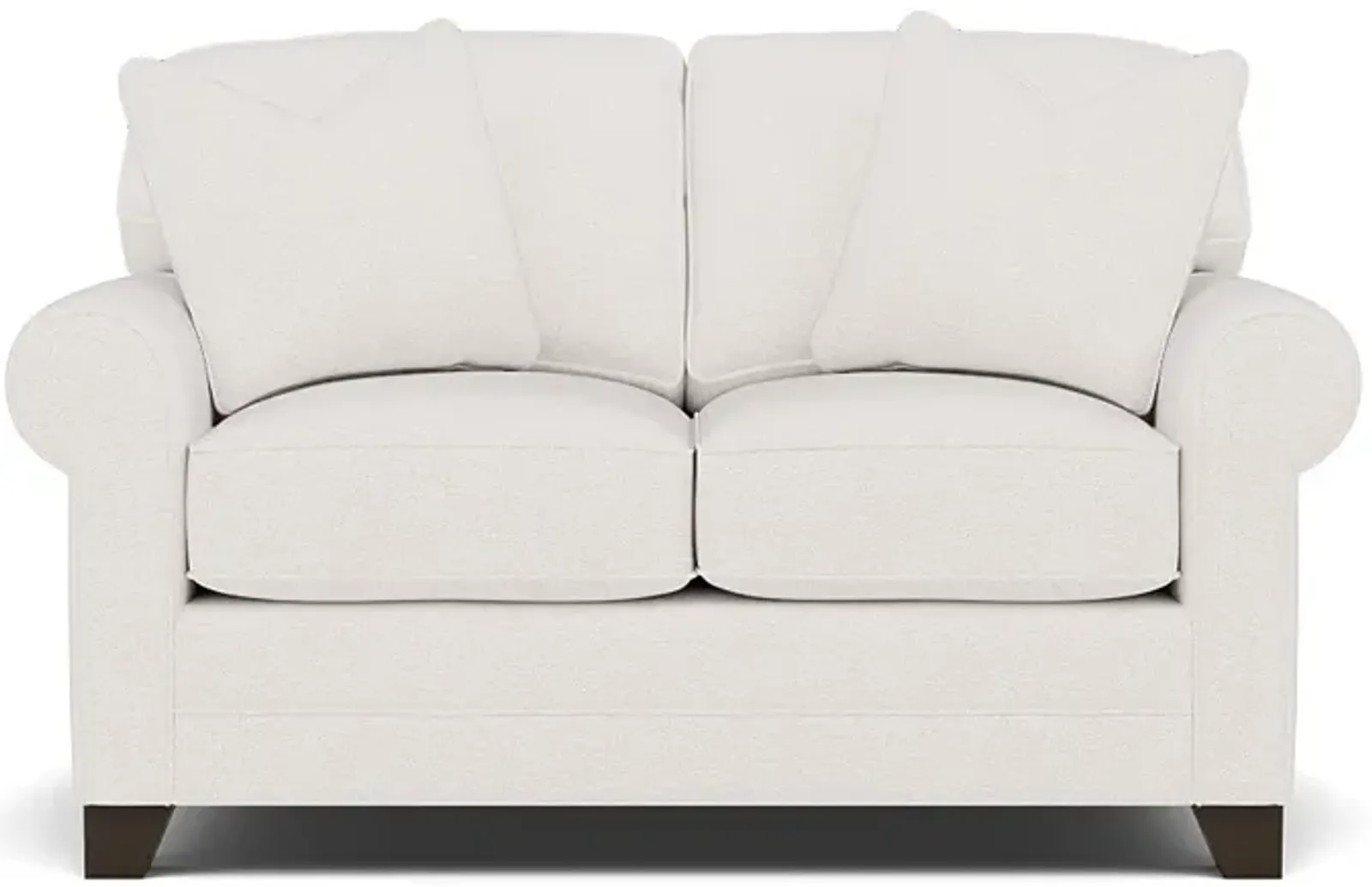 Bentley Sock Arm Loveseat in Uprise Oyster with Uprise Oyster Pillows