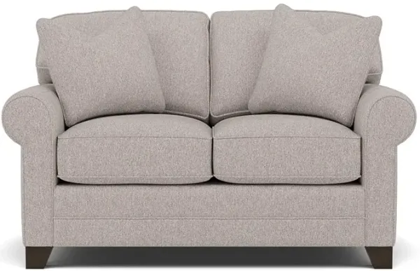 Bentley Sock Arm Loveseat in Uprise Mineral with Uprise Mineral Pillows