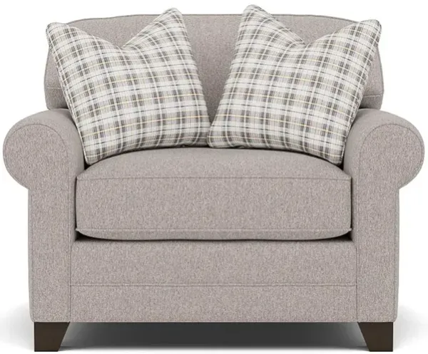 Bentley Sock Arm Wide Chair in Uprise mineralwith Stately Carbon Pillows