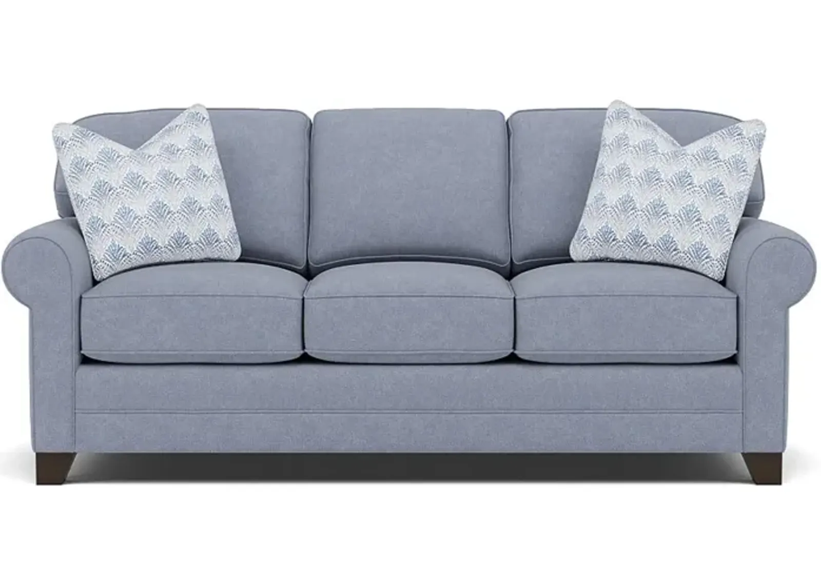 Bentley Sock Arm Sofa in Uprise Indigo with Yasmen River pillows