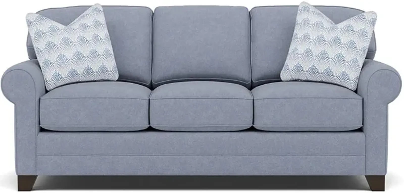 Bentley Sock Arm Sofa in Uprise Indigo with Yasmen River pillows