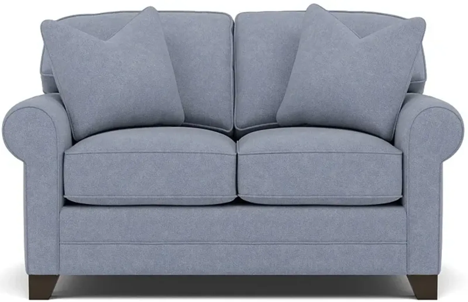 Bentley Sock Arm Loveseat in Uprise Indigo with Uprise Indigo Pillows