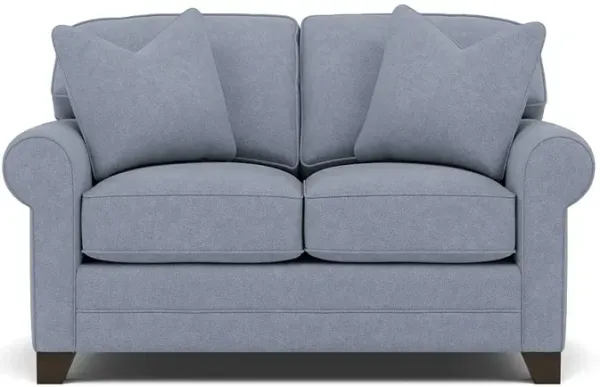 Bentley Sock Arm Loveseat in Uprise Indigo with Uprise Indigo Pillows