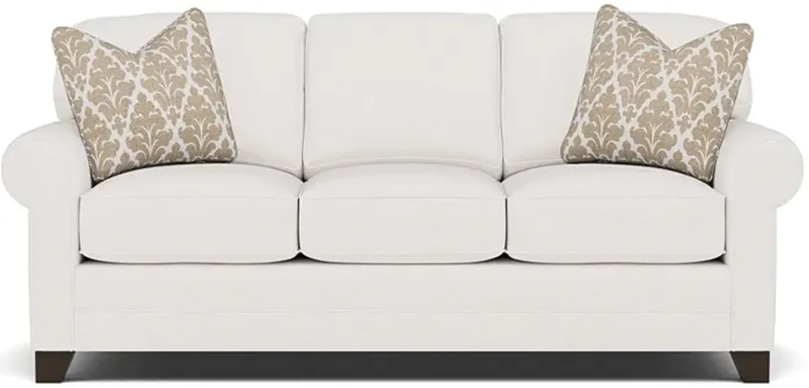 Bentley Sock Arm Sofa in Uprise Oyster with Cheech Latte pillows