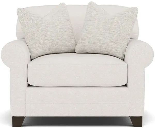 Bentley Sock Arm Wide Chair in Uprise Oysterwith Aerosmith Pearl Pillows