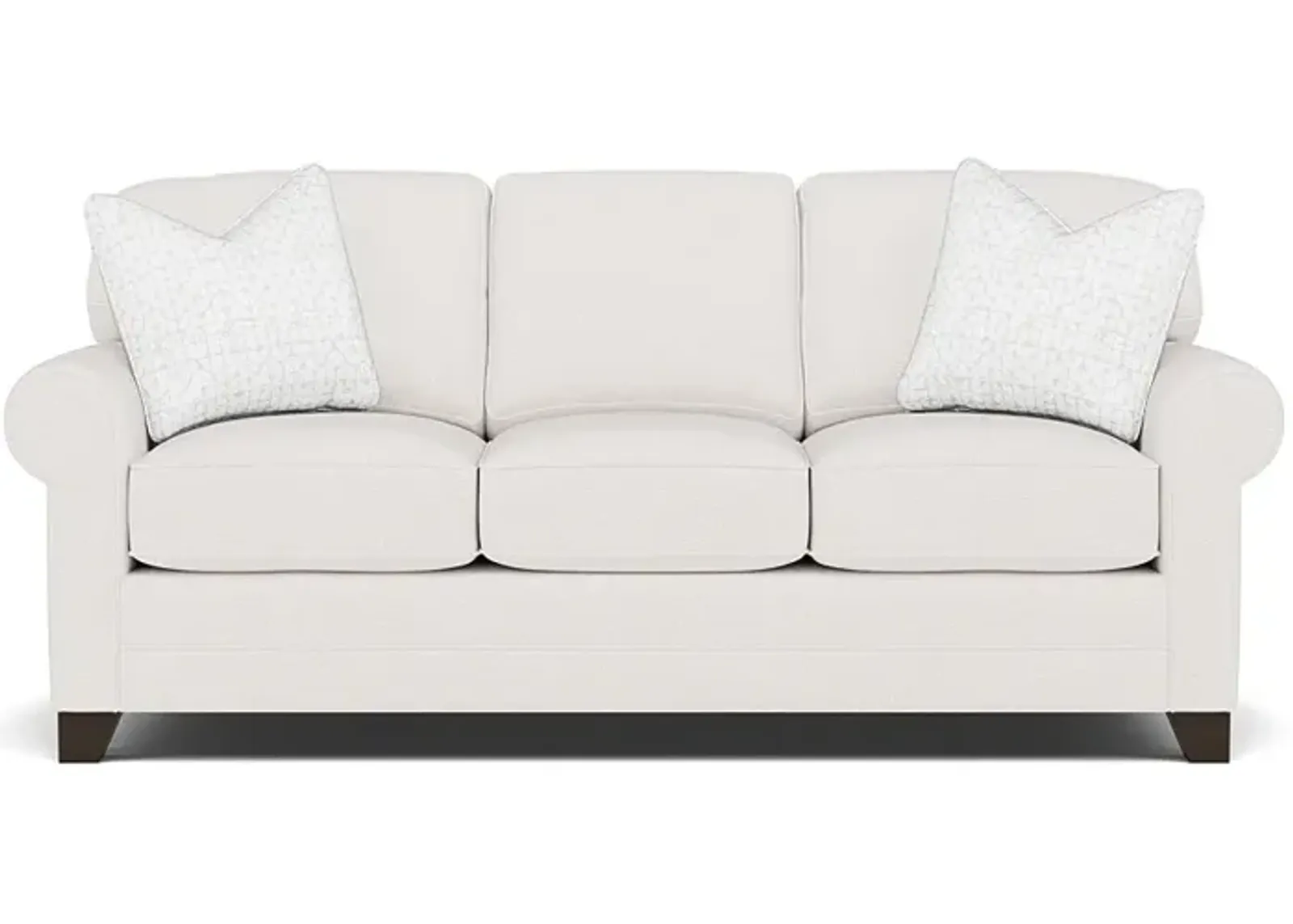 Bentley Sock Arm Sofa in Uprise Oyster with Fandom Luna pillows