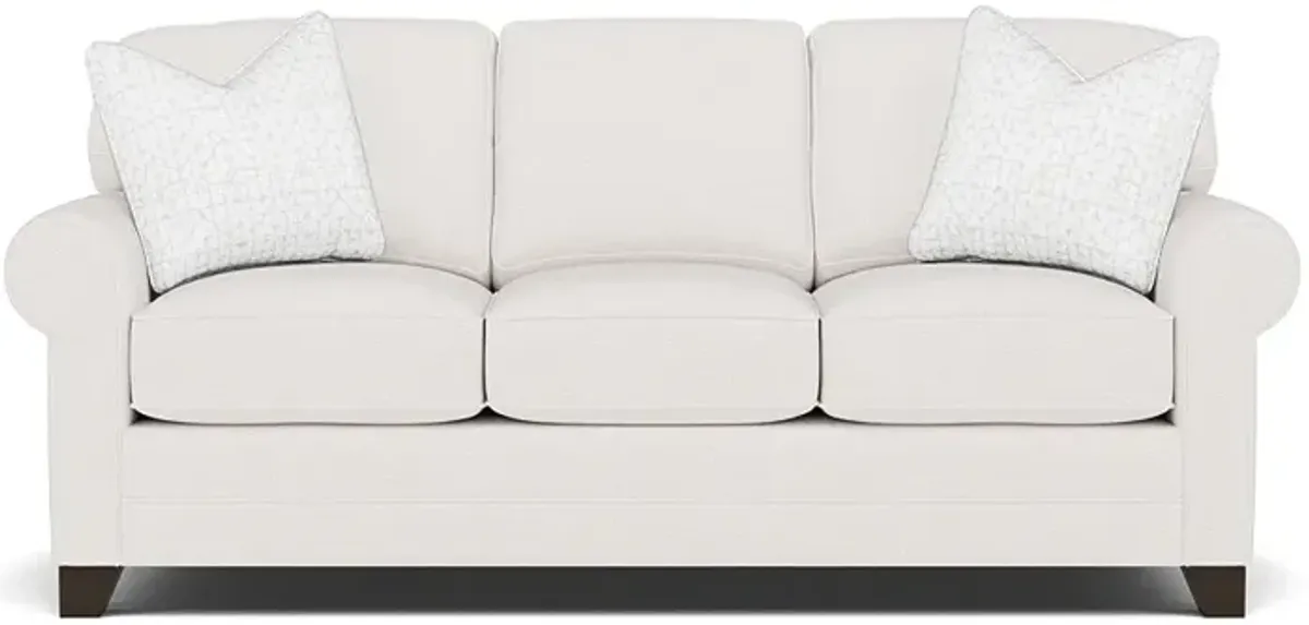 Bentley Sock Arm Sofa in Uprise Oyster with Fandom Luna pillows