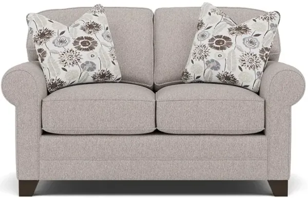 Bentley Sock Arm Loveseat in Uprise Mineral with Mahalo Java Pillows