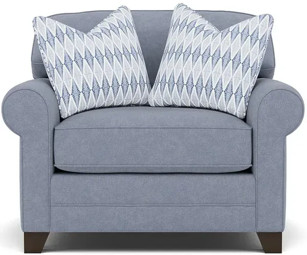 Bentley Sock Arm Wide Chair in Uprise Indigowith Rimini Indigo Pillows