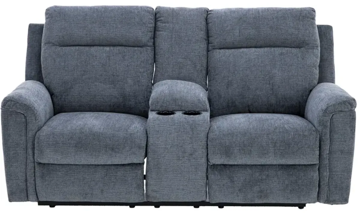 Keaton Power Reclining Console Loveseat in Gravel