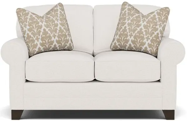 Bentley Sock Arm Loveseat in Uprise Oyster with Cheech Latte Pillows