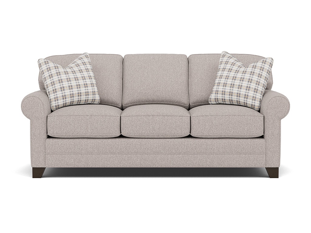 Bentley Sock Arm Sofa in Uprise Mineral with Stately Carbon pillows