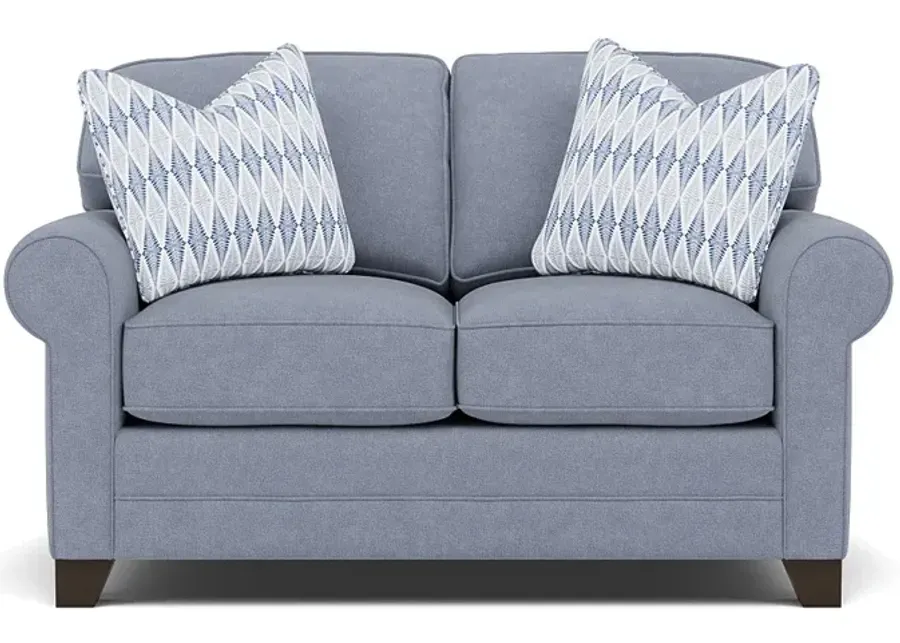 Bentley Sock Arm Loveseat in Uprise Indigo with Rimini Indigo Pillows