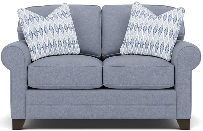 Bentley Sock Arm Loveseat in Uprise Indigo with Rimini Indigo Pillows