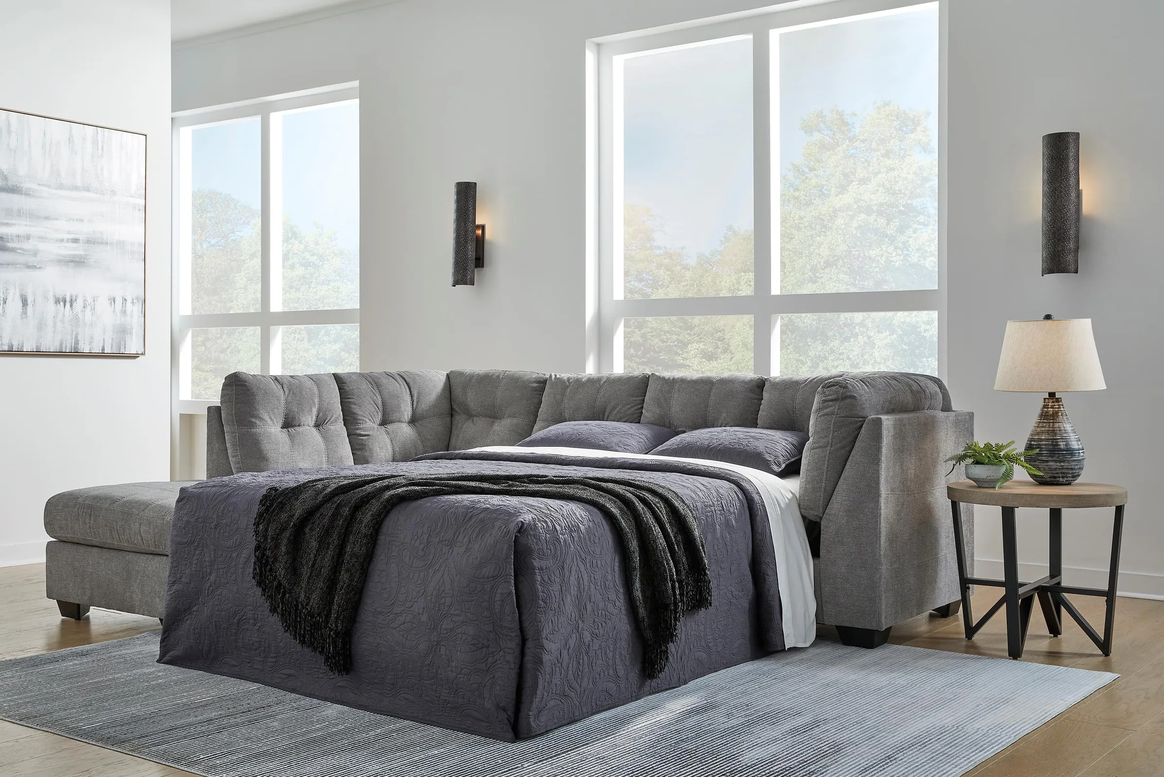 Counsell 2-Pc. Full Sleeper Sectional in Gray