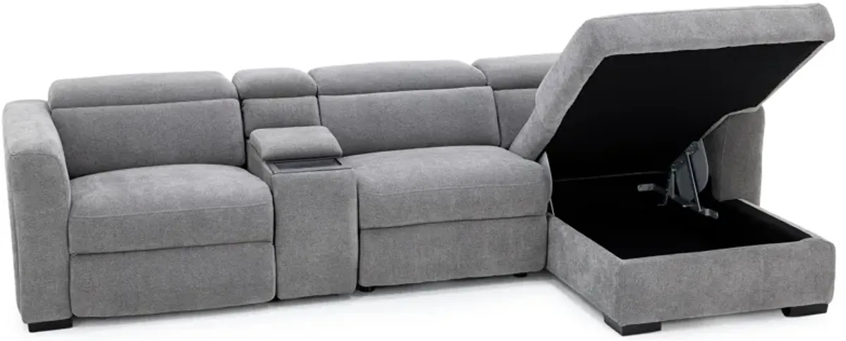 Surround 4-Pc. Fully Loaded Reclining Chaise Sofa With Bluetooth Speakers