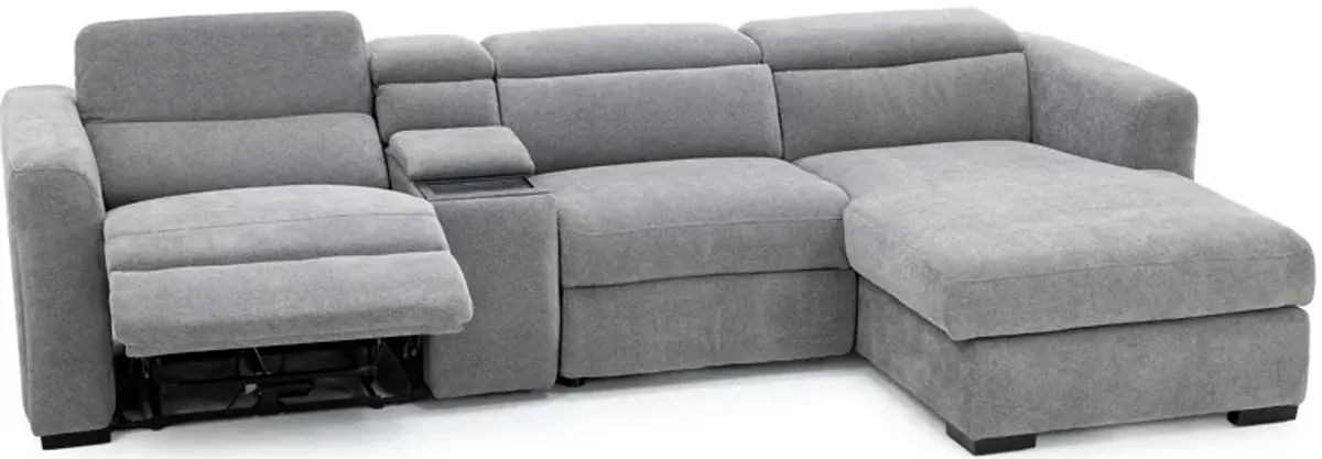 Surround 4-Pc. Fully Loaded Reclining Chaise Sofa With Bluetooth Speakers