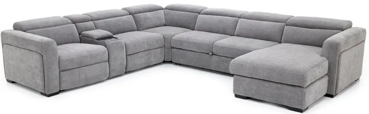 Surround 6-Pc. Fully Loaded Reclining Sectional With Sleeper And Bluetooth Speakers