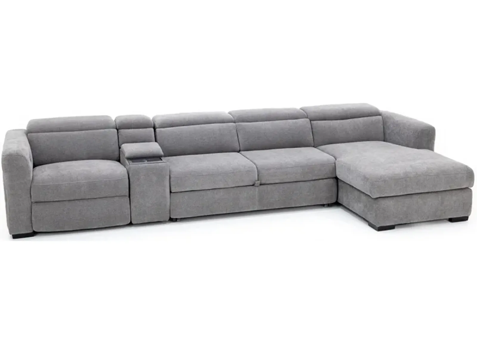 Surround 4-Pc. Fully Loaded Reclining Sectional With Sleeper And Bluetooth Speakers