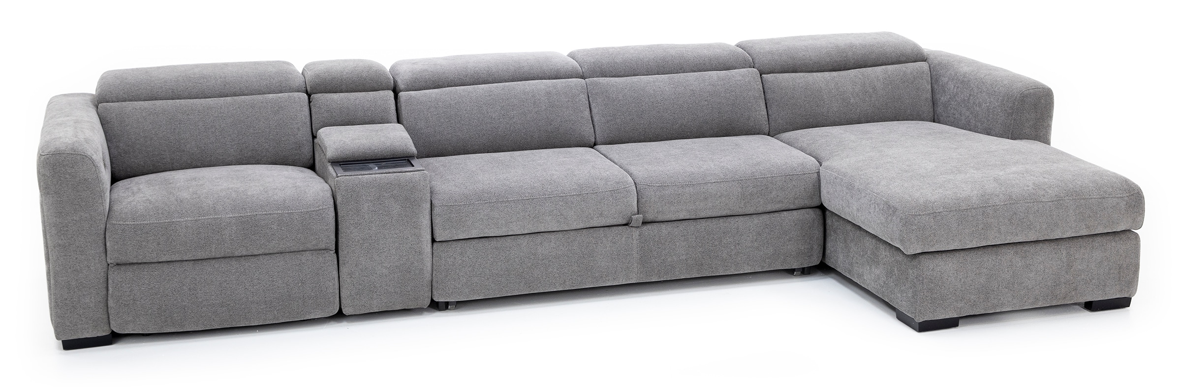 Surround 4-Pc. Fully Loaded Reclining Sectional With Sleeper And Bluetooth Speakers