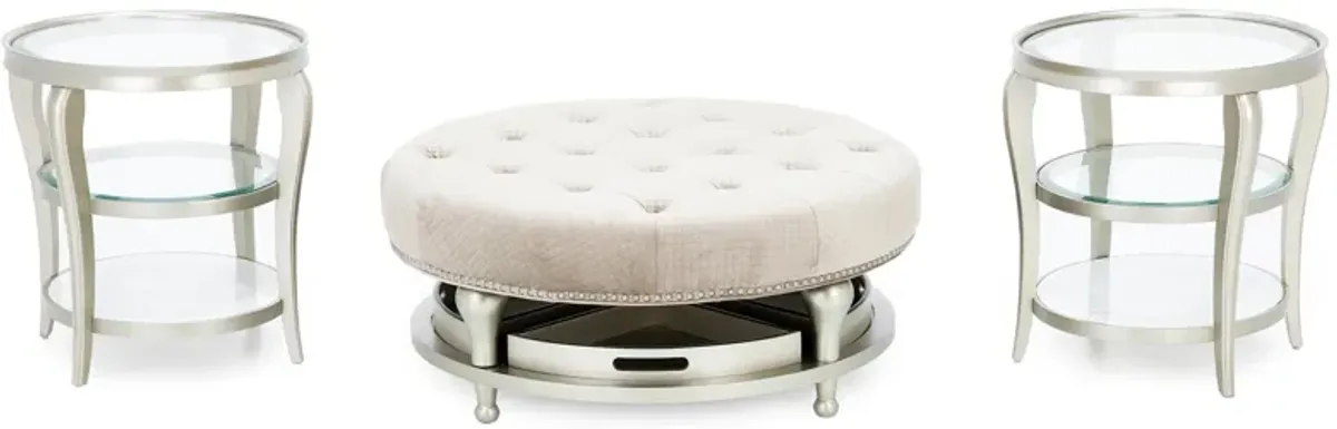 Chanelle Cocktail Ottoman w/4 Trays