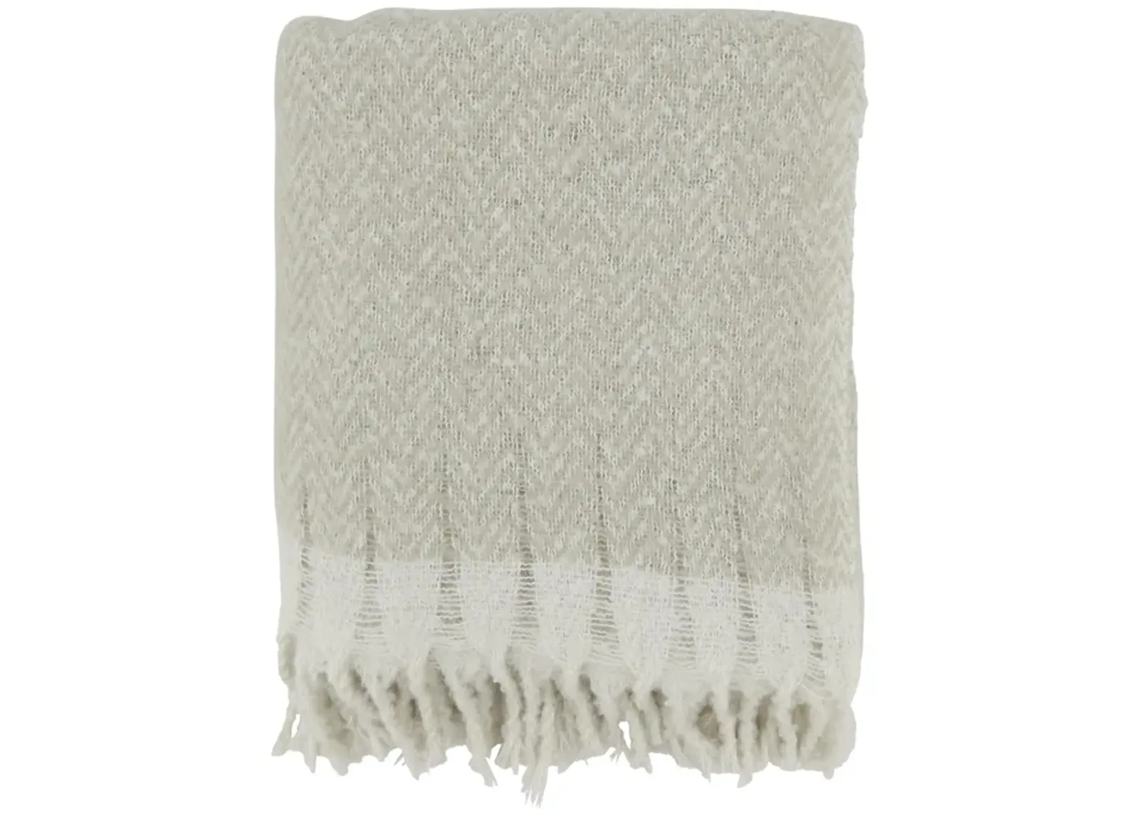 Grey Faux Mohair Herringbone Throw 50"W x 60"L